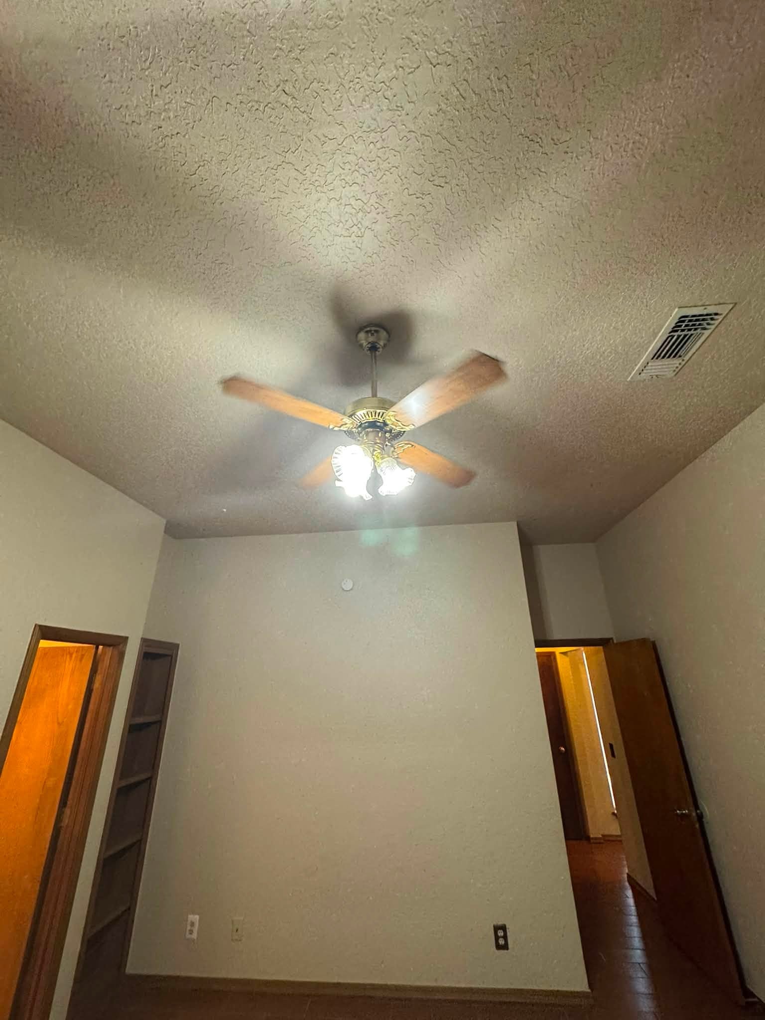 Ceiling fan with a light fixture in a living room